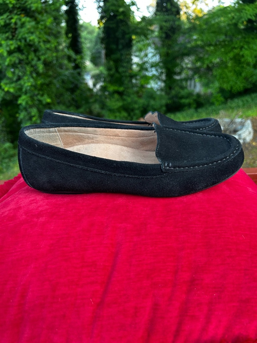 Vionic Black Suede Slip-On Loafers